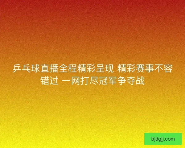 乒乓球直播全程精彩呈现 精彩赛事不容错过 一网打尽冠军争夺战
